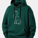 Cat Line Print Relax Fit Hoodie