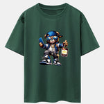 Hip Hop Bear Print Drop Shoulder Oversize T-Shirt