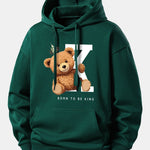 Crown King Bear Print Relax Fit Hoodie