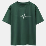 Heartbeat Flatline Print Drop Shoulder Oversize T-Shirt