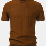 Striped Jacquard Crew Neck Sweater Knitted T-Shirt