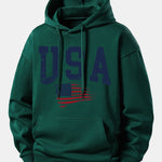USA Flag Print Relax Fit Hoodie