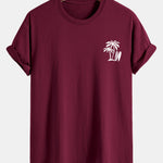 Regular Fit Palm Tree Surfboard Print Cotton T-Shirt