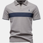 Contrast Pique V Neck Polo Shirt