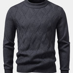 Heavyweight Geometric Jacquard Mock Neck Sweater