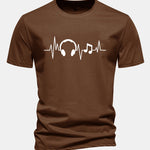 Regular Fit Heartbeat Music Print Cotton T-Shirt