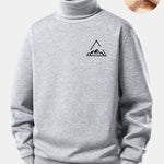 Mountain Print Teddy Fleece Lined Turtle Neck Sweatshirt