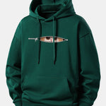 Zipper Cat Print Relax Fit Hoodie