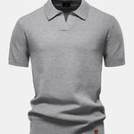 Pineapple Texture Knit V Neck Polo