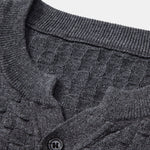Checkerboard Henley Collar Sweater Knitted T-Shirt
