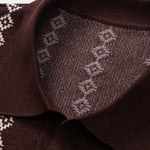 Geometric Knit V Neck Polo Shirt