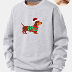 Christmas Dachshund Print Teddy Fleece Lined Sweatshirt