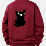 Black Cat Print Relax Fit Sweatshirt