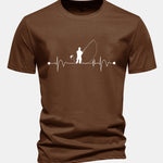 Regular Fit Fishing Man Print Cotton T-Shirt