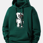 Robot Bear Print Relax Fit Hoodie