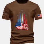 Regular Fit Fighter Jets With USA Flag Print Cotton T-Shirt