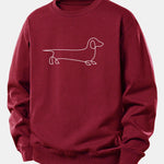 Line Dachshund Print Relax Fit Sweatshirt