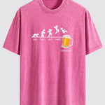 Beer Weekly Evolution Print Washed Distressed Drop Shoulder T-Shirt