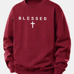 Blessed Cross Print Relax Fit Sweatshirt