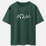 Heartbeat Music Print Drop Shoulder Oversize T-Shirt