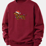 Christmas Colorful Light Dog Print Relax Fit Sweatshirt