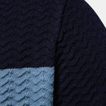 Contrast Textured Jacquard Knit Zip Up Polo Shirt