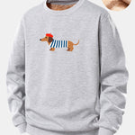 French Dachshund Print Teddy Fleece Lined Sweatshirt