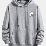 Ghost Drinking Coffee Print Relax Fit Hoodie
