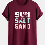 Regular Fit Sun Sand Palm Tree Print Cotton T-Shirt