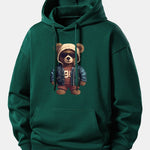 Bear In Leather Jacket Print Relax Fit Hoodie