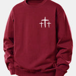 Faith Over Fear Cross Print Relax Fit Sweatshirt
