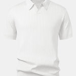 Stripe V Neck Knit Polo Shirt