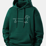 Line Dachshund Print Relax Fit Hoodie