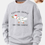 Christmas Goose Print Teddy Fleece Lined Sweatshirt