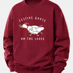 Christmas Goose Print Relax Fit Sweatshirt