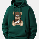 Stripe Bear Print Relax Fit Hoodie