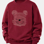 Polka Dot Bear Print Relax Fit Sweatshirt