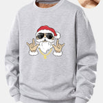 Hip Hop Santa Claus Print Teddy Fleece Lined Sweatshirt