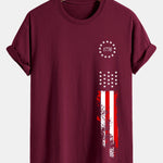 Regular Fit 1776 American Flag Print Cotton T-Shirt