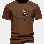 Regular Fit Headscarf Dachshund Print Cotton T-Shirt