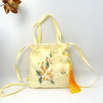 Buddha Stones Lotus Peony Epiphyllum Phoenix Suzhou Embroidery Cotton Linen Tote Crossbody Bag Shoulder Bag Handbag