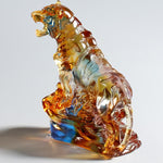 Buddha Stones Handmade Liuli Crystal Tiger Art Piece Protection Home Decoration