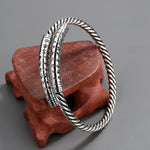 Buddha Stones Retro Heart Sutra Twisted Design Pattern Balance Bracelet Bangle