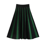 Autumn and Winter Thick Color Block Pleated Skirt