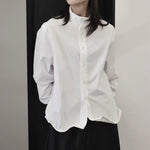 Stand-up Collar Loose Solid Color Shirt