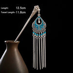Buddha Stones Water Drop Lily of the Valley Flowers Tassels Confidence Hairpin