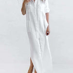 Zeagoo Women's Cotton and Linen Shirt Dress Casual Loose Maxi Dresses