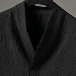 Vintage Ice Silk Loose Zen Clothes Half Sleeve T-shirt Drawstring Pants Two-Piece Set