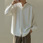 Vintage Casual Loose Stand-collar Button-down Shirt