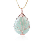 Buddha Stones Natural Quartz Crystal Tree Of Life Healing Energy Necklace Pendant